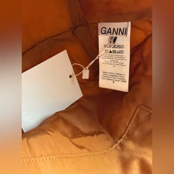 🆕 GANNI 🧿 NWT Small Banner Tote, Egret Cream Canvas & Tan Leather - Picture 14 of 14